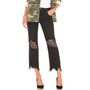 Free People Black Straight Leg Jeans